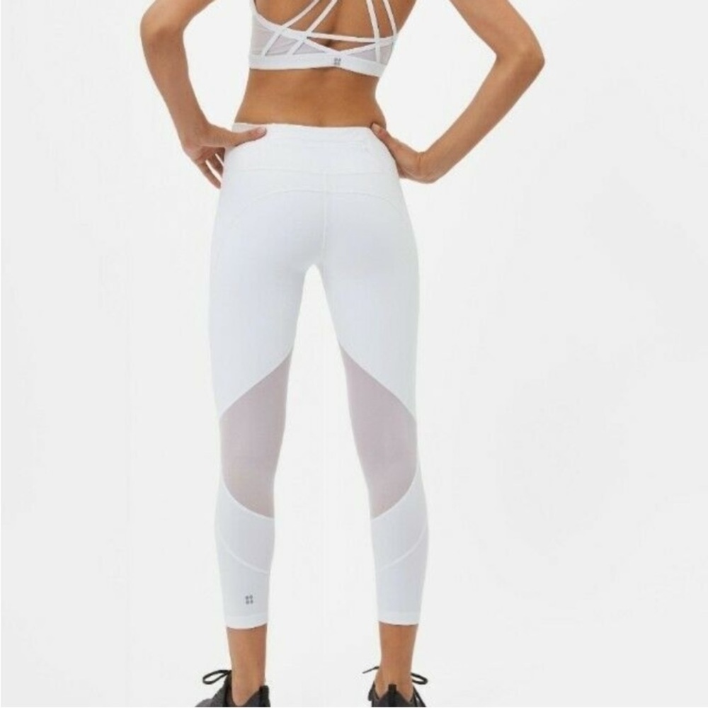 NWT Sweaty Betty Power Wetlook Mesh 7/8 Leggings White Size Small